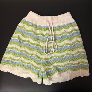 Nasty Gal m/l crochet High Waist off-White and Green Shorts